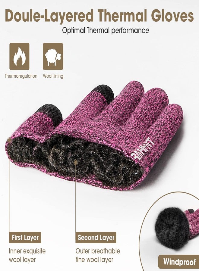Rahhint Wool Winter Gloves Men Women Fleece lined Knit Gloves with Touchscreen Fingers Insulated Gloves Keep Hand Warm Gift - Image 3